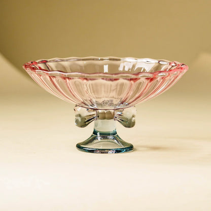 Crystal Glass Bow-Tie Dessert & Fruit Bowl — Handmade Elegance in Color