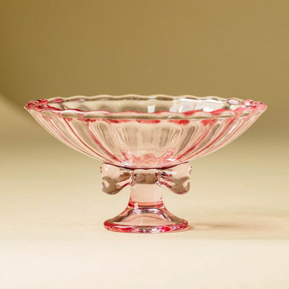 Crystal Glass Bow-Tie Dessert & Fruit Bowl — Handmade Elegance in Color