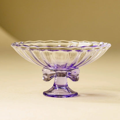 Crystal Glass Bow-Tie Dessert & Fruit Bowl — Handmade Elegance in Color