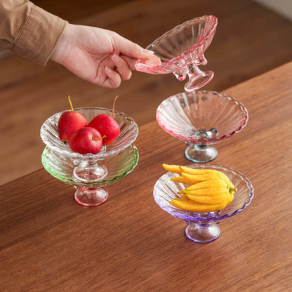 Crystal Glass Bow-Tie Dessert & Fruit Bowl — Handmade Elegance in Color