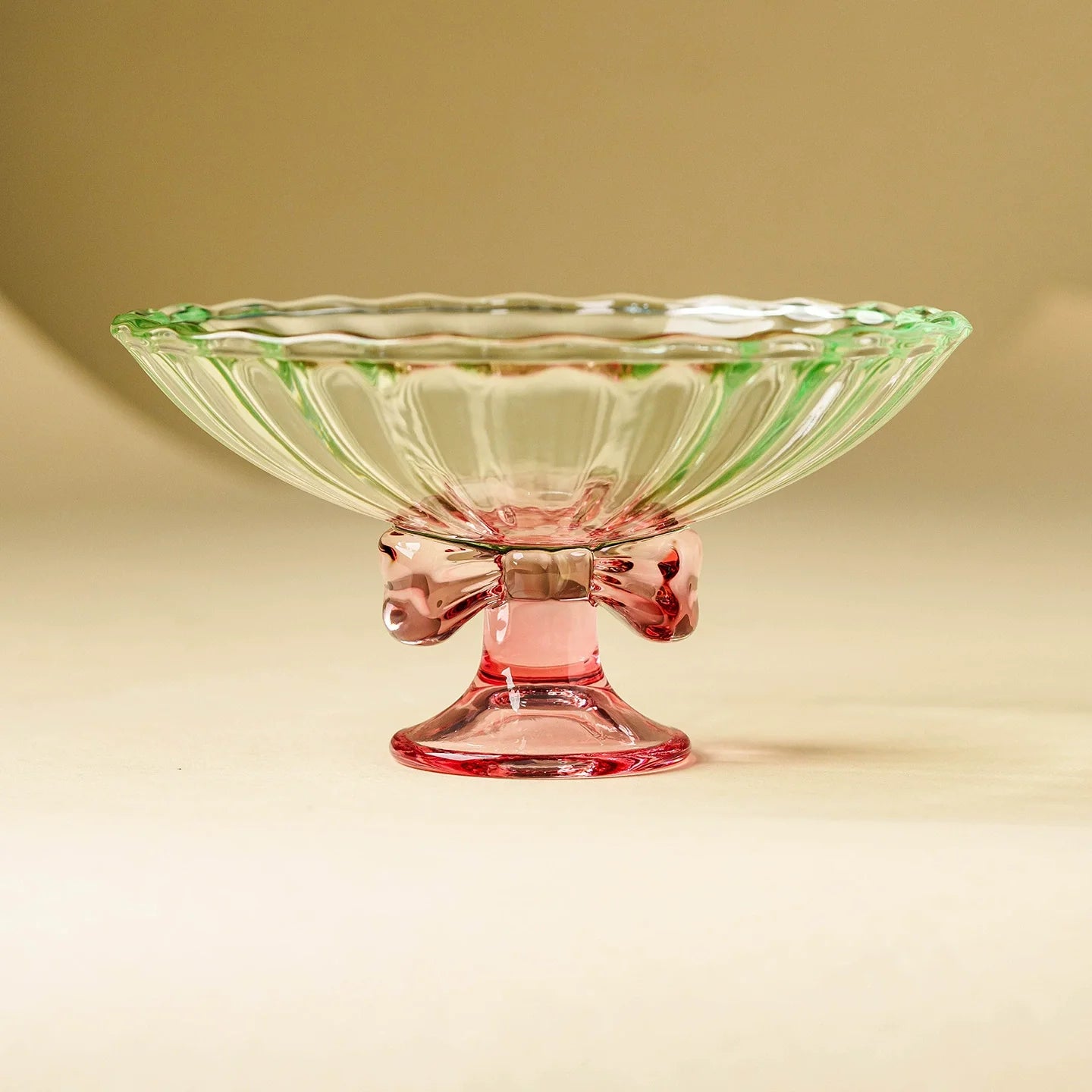 Crystal Glass Bow-Tie Dessert & Fruit Bowl — Handmade Elegance in Color