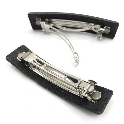 Fall Crimson Red Leather Oak Leaf Large Barrette