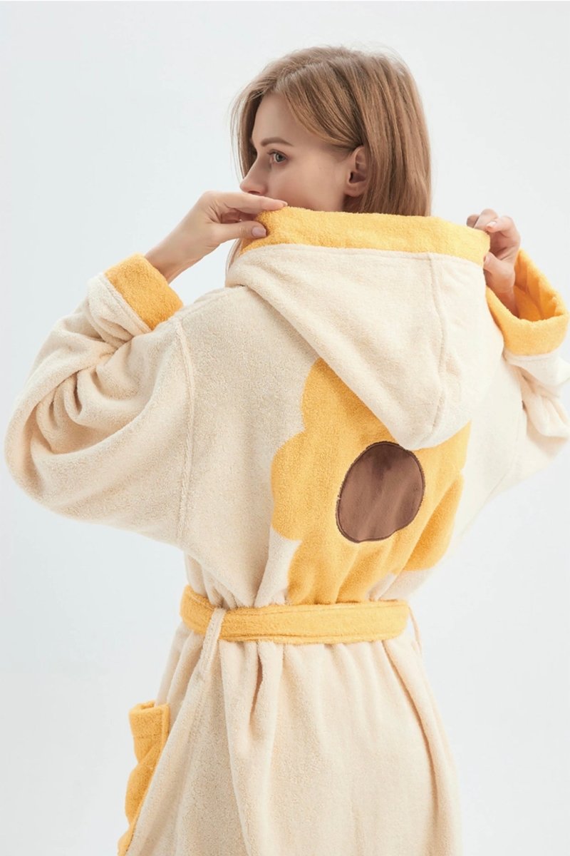 Whimsical Ultra Soft Sunflower Hooded Bathrobe - 100% Organic Long-stapled Cotton