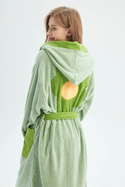 Whimsical Ultra Soft Sunflower Hooded Bathrobe - 100% Organic Long-stapled Cotton